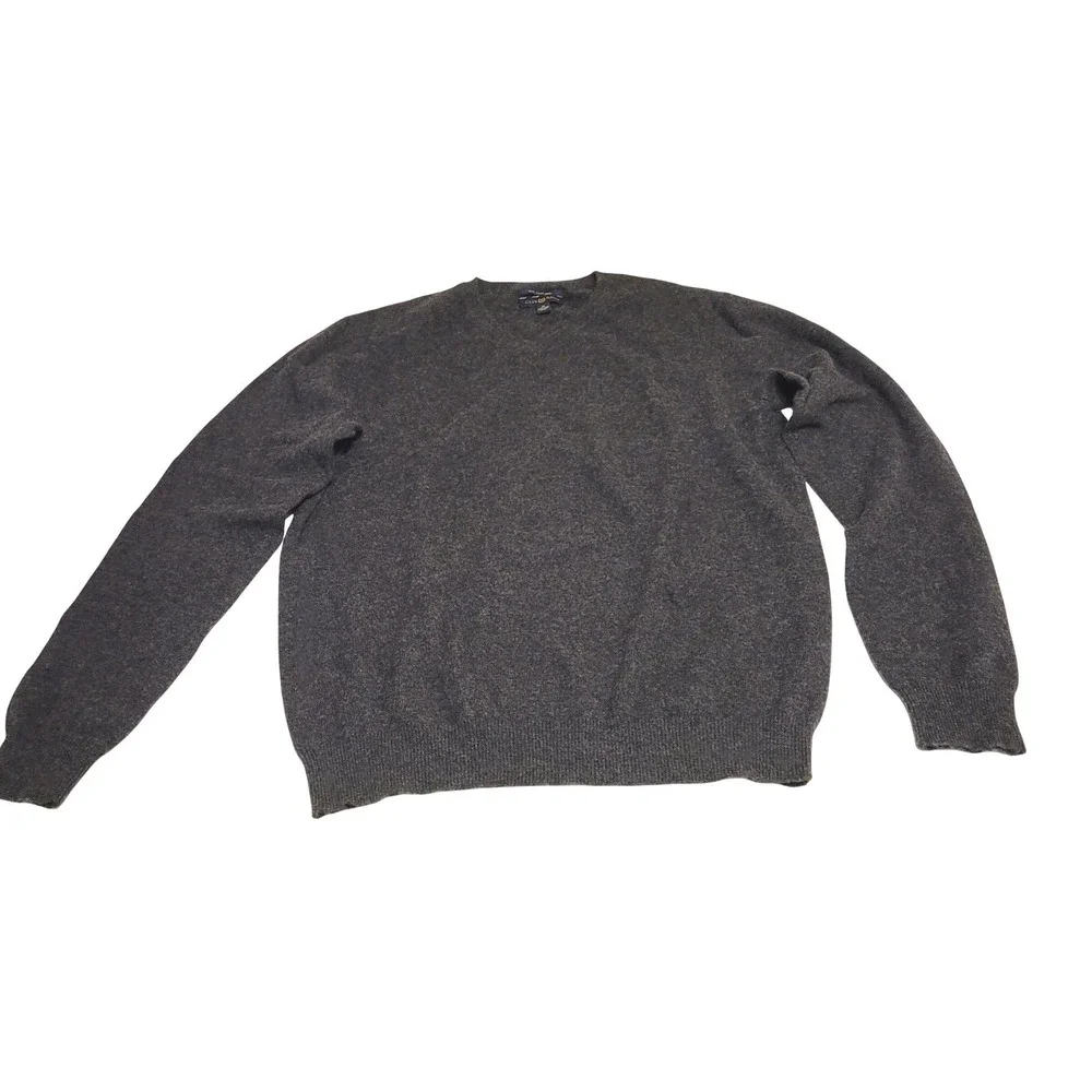 Club Room Cashmere V-Neck Sweater Mens Medium Charcoal Grey Heathered Knit